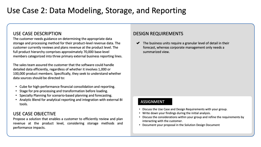 Throughout this course, learners are challenged to apply sound decision making skills per the given scenario or use case as shown on this image.